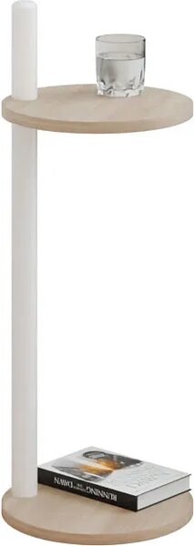 Minimalistyczny stolik pomocniczny dąb sonoma + biały L1-E95