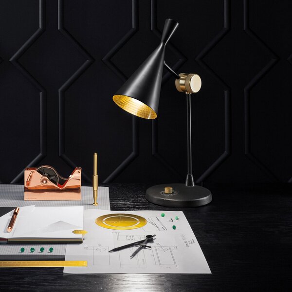 Lampa Stołowa Tom Dixon, Beat Table, ściemnialny, czarny, salon, metal, design