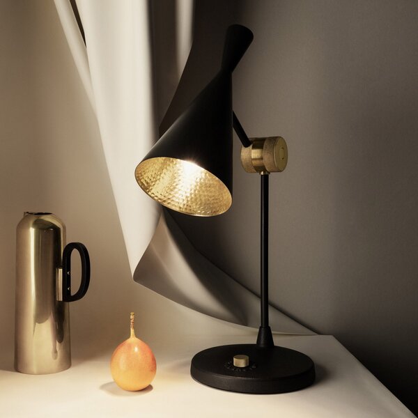 Lampa Stołowa Tom Dixon, Beat Table, ściemnialny, czarny, salon, metal, design
