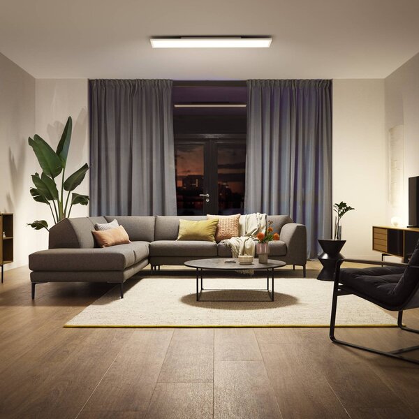 Philips Hue Inteligentna lampa sufitowa Aurelle, możliwość ściemniania, biały / opal, salon / jadalnia, metal, nowoczesny