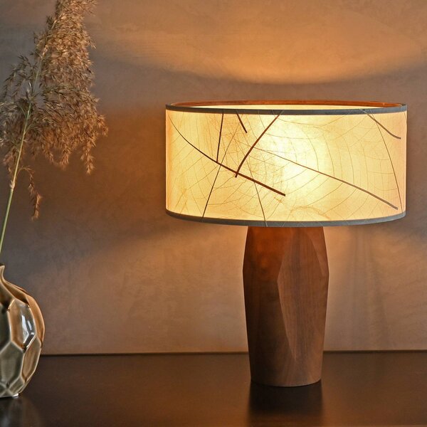 LeuchtNatur Lampa stołowa LED Pura, ciemne drewno, salon / jadalnia