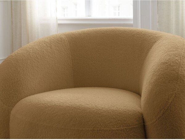 Musztardowy obrotowy fotel z materiału bouclé Elina – Bobochic Paris