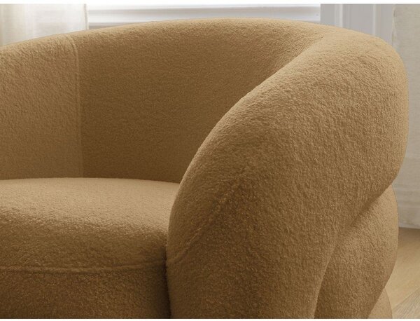 Musztardowy obrotowy fotel z materiału bouclé Elina – Bobochic Paris