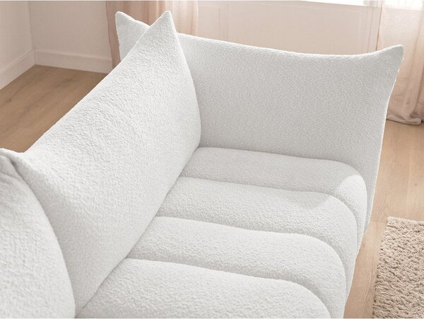 Biały narożnik z materiału bouclé (prawostronny/z szezlongiem) Azra – Bobochic Paris