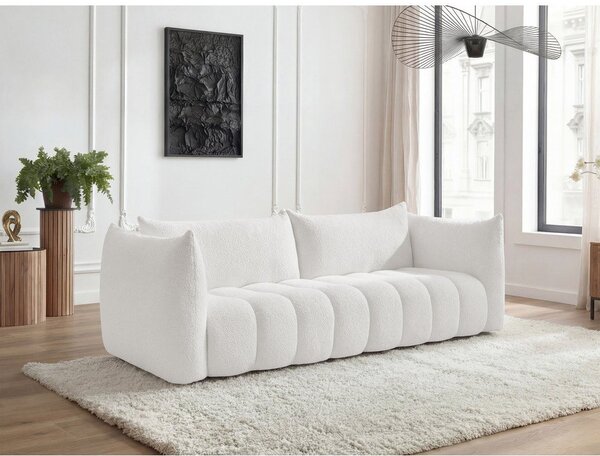 Biała sofa z materiału bouclé 286 cm Azra – Bobochic Paris