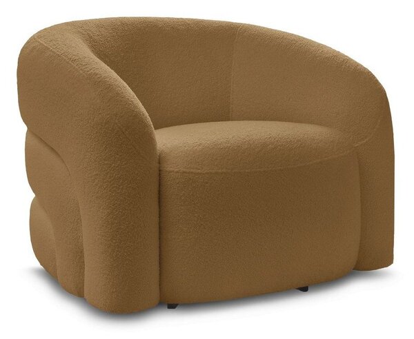 Musztardowy obrotowy fotel z materiału bouclé Elina – Bobochic Paris
