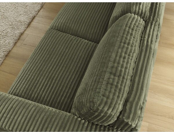 Zielona sztruksowa rozkładana sofa do spania 220 cm Hugo – Bobochic Paris