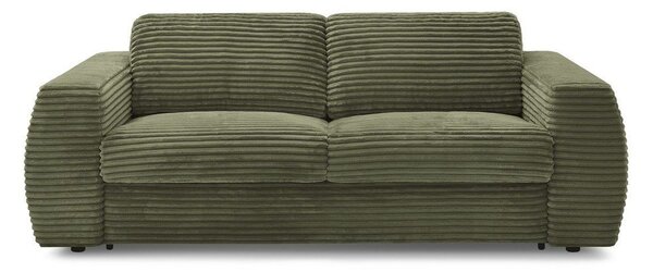 Zielona sztruksowa rozkładana sofa do spania 220 cm Hugo – Bobochic Paris