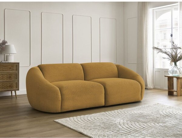 Musztardowa sztruksowa sofa 250 cm Tina – Bobochic Paris