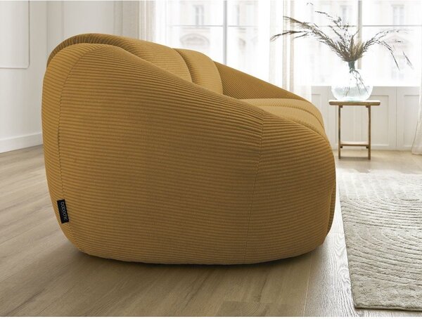 Musztardowa sztruksowa sofa 250 cm Tina – Bobochic Paris