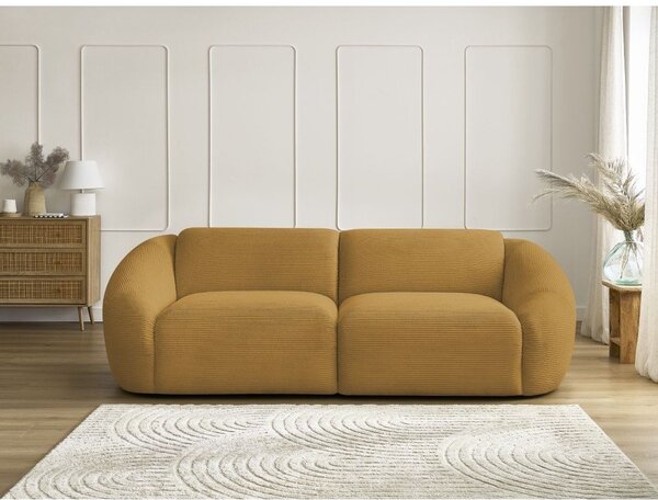 Musztardowa sztruksowa sofa 250 cm Tina – Bobochic Paris