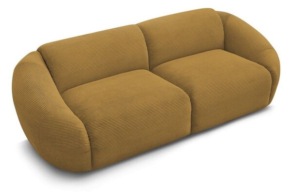 Musztardowa sztruksowa sofa 250 cm Tina – Bobochic Paris