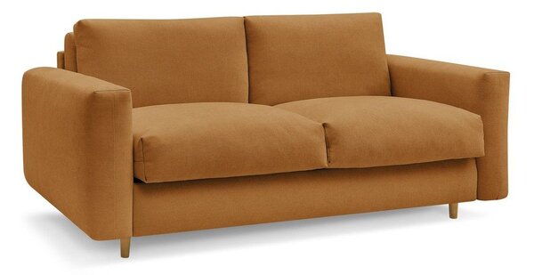 Musztardowa rozkładana sofa do spania 220 cm Cocoone – Bobochic Paris