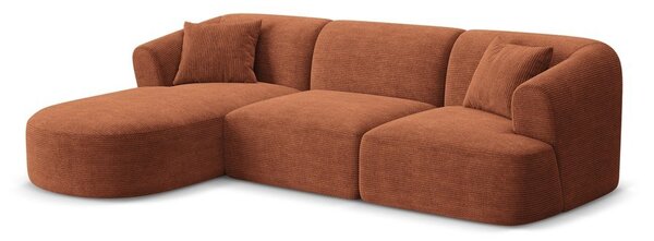 Sztruksowy narożnik (lewostronny/z szezlongiem) w kolorze terakoty Campi – Cosmopolitan Design