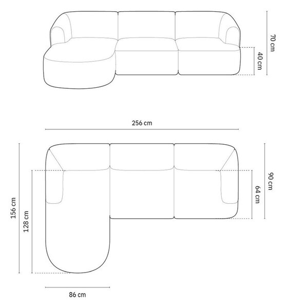 Zielony aksamitny narożnik (lewostronny/z szezlongiem) Campi – Cosmopolitan Design