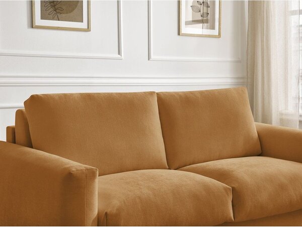 Musztardowa rozkładana sofa do spania 220 cm Cocoone – Bobochic Paris
