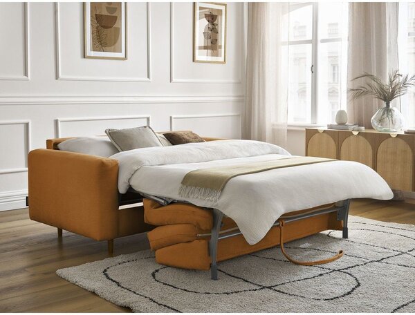 Musztardowa rozkładana sofa do spania 220 cm Cocoone – Bobochic Paris
