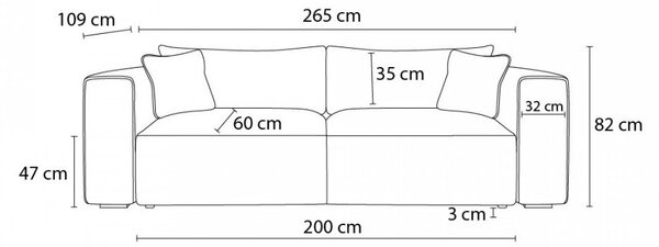 Pomarańczowa rozkładana sofa ze schowkiem 265 cm Ezechiel – Bobochic Paris