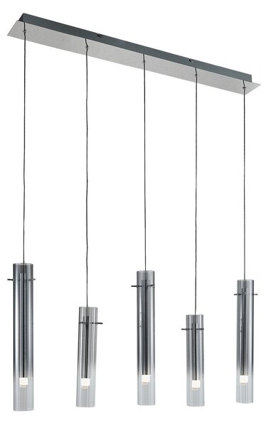 Lampa Wisząca Lucande, Korvitha, ściemnialny, szary, kuchnia, szkło, nowoczesny