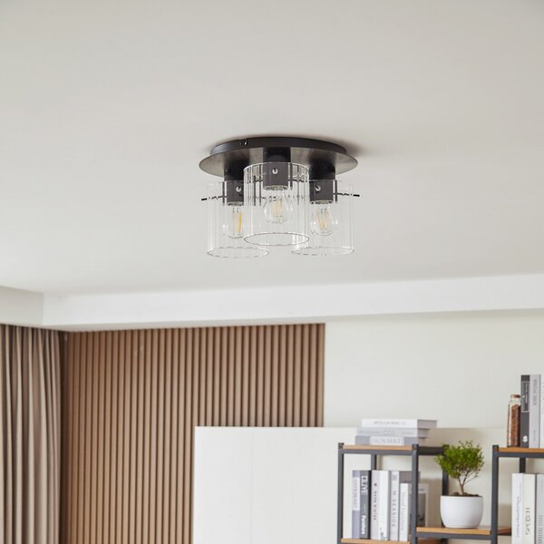 Lampa Sufitowa Lucande, Eirian, ściemnialny, transparentny, salon, metal, nowoczesny