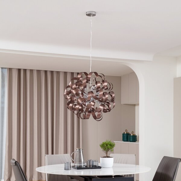 Lampa Wisząca Lucande, Kaelor, ściemnialny, miedziany, salon, aluminium, nowoczesny