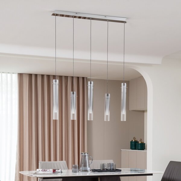 Lampa Wisząca Lucande, Korvitha, ściemnialny, szary, kuchnia, szkło, nowoczesny