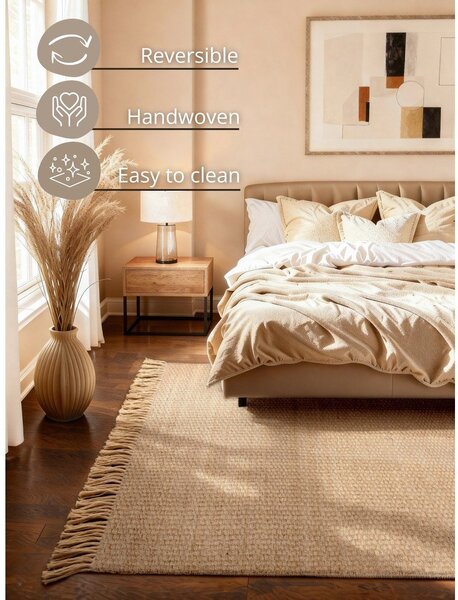 Dwustronny dywan z juty tkany ręcznie w naturalnym kolorze 120x170 cm Fjord – Hanse Home