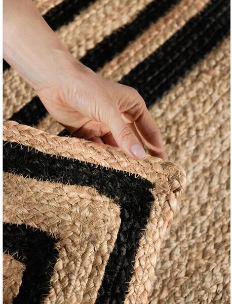 Czarno-naturalny ręcznie tkany dwustronny dywan z juty 70x200 cm Jutta – Hanse Home