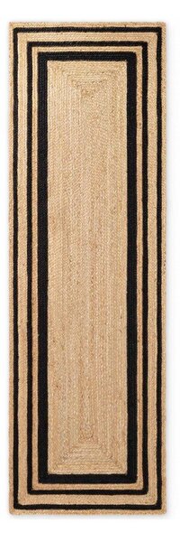 Czarno-naturalny ręcznie tkany dwustronny dywan z juty 70x200 cm Jutta – Hanse Home