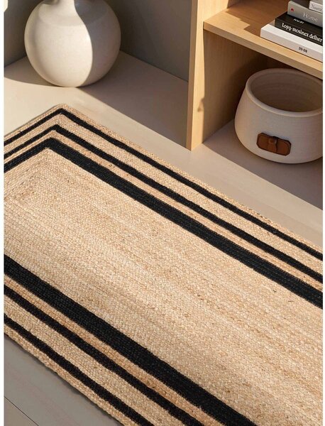 Czarno-naturalny ręcznie tkany dwustronny dywan z juty 70x200 cm Jutta – Hanse Home