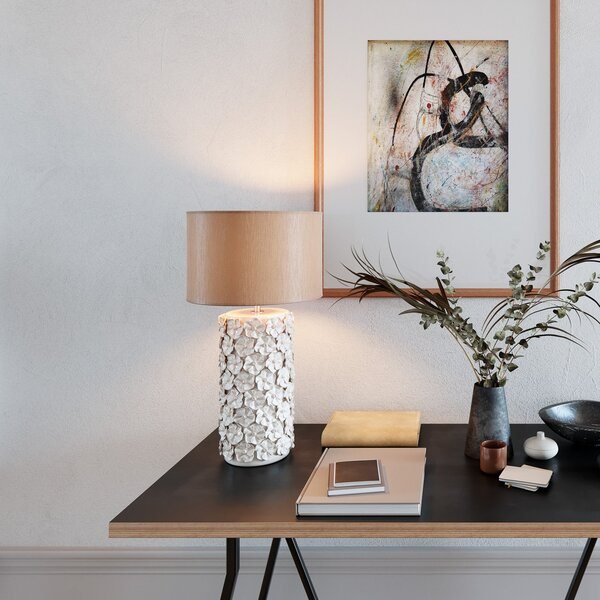 Lampa Stołowa By Rydéns, Fiore, beżowy, salon, ceramika
