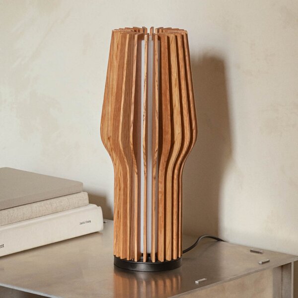 Lampa Stołowa PLEASE WAIT to be SEATED, Radiant, ściemnialny, drewniany, salon, drewno, design