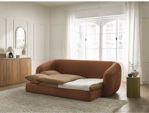 Pomarańczowa rozkładana sofa z tkaniny szenilowej 228 cm Neyo – Bobochic Paris