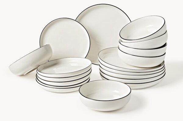 Komplet naczyń z porcelany Facile, dla 6 osób, 18 elem