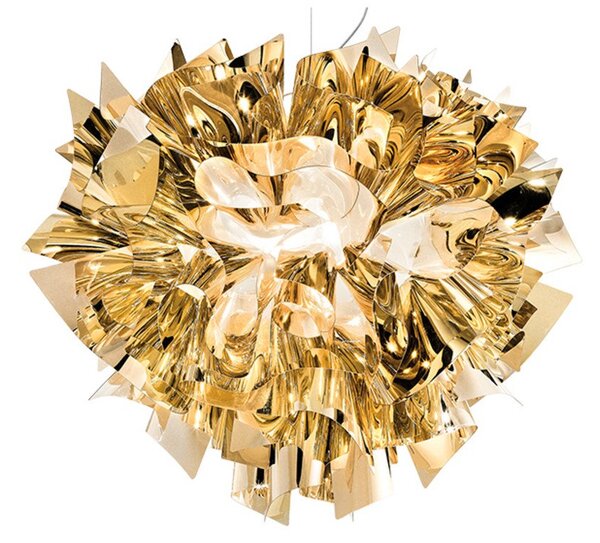 Lampa Wisząca Slamp, złoty | mosiężny, salon, tworzywo sztuczne