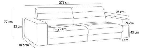 Pomarańczowa aksamitna sofa 276 cm Sierra – Bobochic Paris