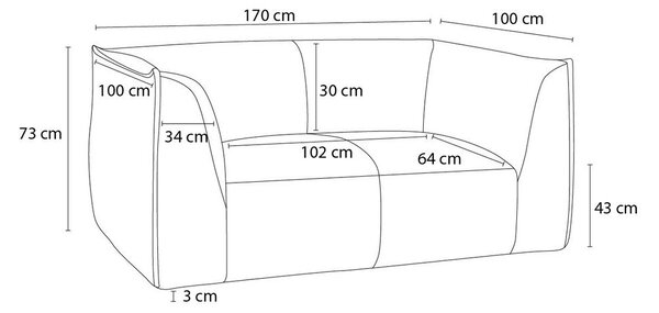 Beżowa sztruksowa sofa 170 cm Giorgia – Bobochic Paris
