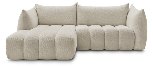 Beżowy narożnik z materiału bouclé (lewostronny/z szezlongiem) Azra – Bobochic Paris