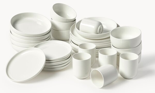 Komplet naczyń z porcelany Nessa, dla 6 osób, 30 elem