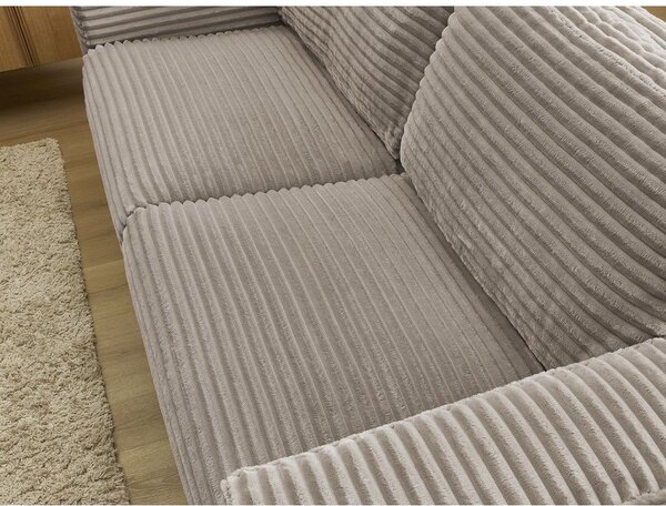 Szarobrązowa sztruksowa rozkładana sofa do spania 220 cm Hugo – Bobochic Paris