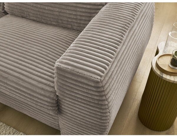 Szarobrązowa sztruksowa rozkładana sofa do spania 220 cm Hugo – Bobochic Paris