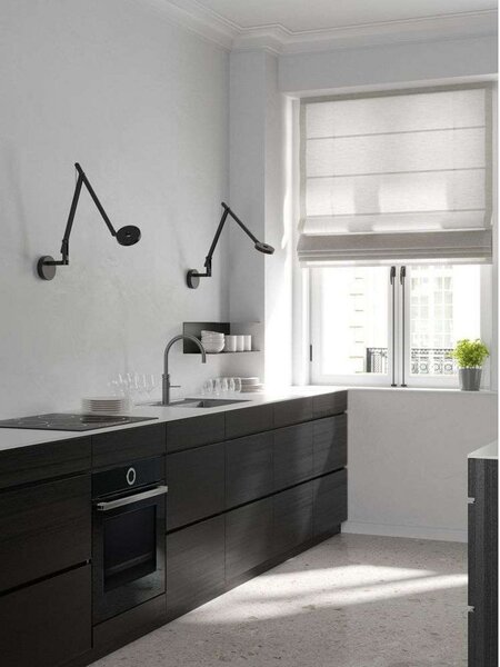 Lampa Ścienna Rotaliana, ściemnialny, czarny, salon, aluminium