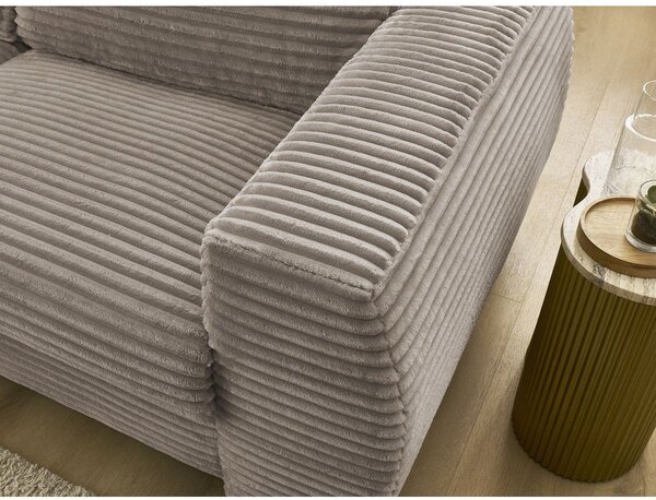 Szarobrązowa sztruksowa rozkładana sofa do spania 220 cm Hugo – Bobochic Paris