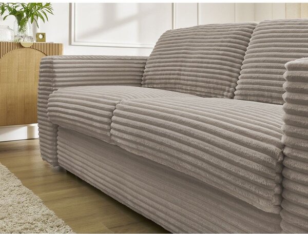 Szarobrązowa sztruksowa rozkładana sofa do spania 220 cm Hugo – Bobochic Paris