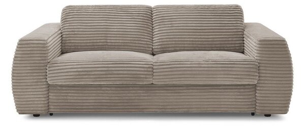 Szarobrązowa sztruksowa rozkładana sofa do spania 220 cm Hugo – Bobochic Paris
