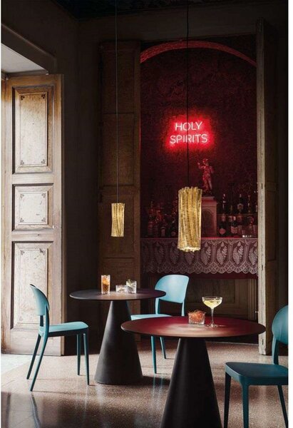 Lampa Wisząca Slamp, złoty | mosiężny, salon, tworzywo sztuczne