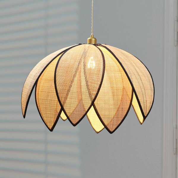 OSRAM Lampa wisząca Decor Rattan Lotus, możliwość ściemniania, kremowy / amber, salon / jadalnia, drewno, śródziemnomorski