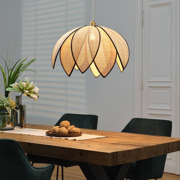 OSRAM Lampa wisząca Decor Rattan Lotus, możliwość ściemniania, kremowy / amber, salon / jadalnia, drewno, śródziemnomorski
