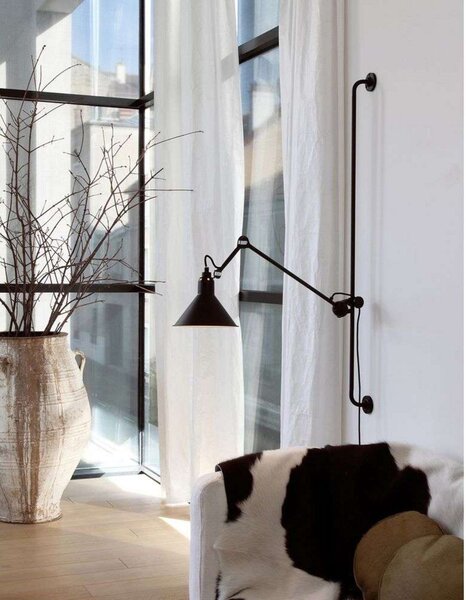 Lampa Ścienna Lampe Gras, 214 Round, czarny, salon, metal, design