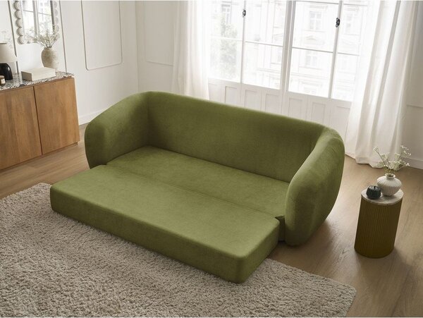 Zielona rozkładana sofa z tkaniny szenilowej 228 cm Neyo – Bobochic Paris